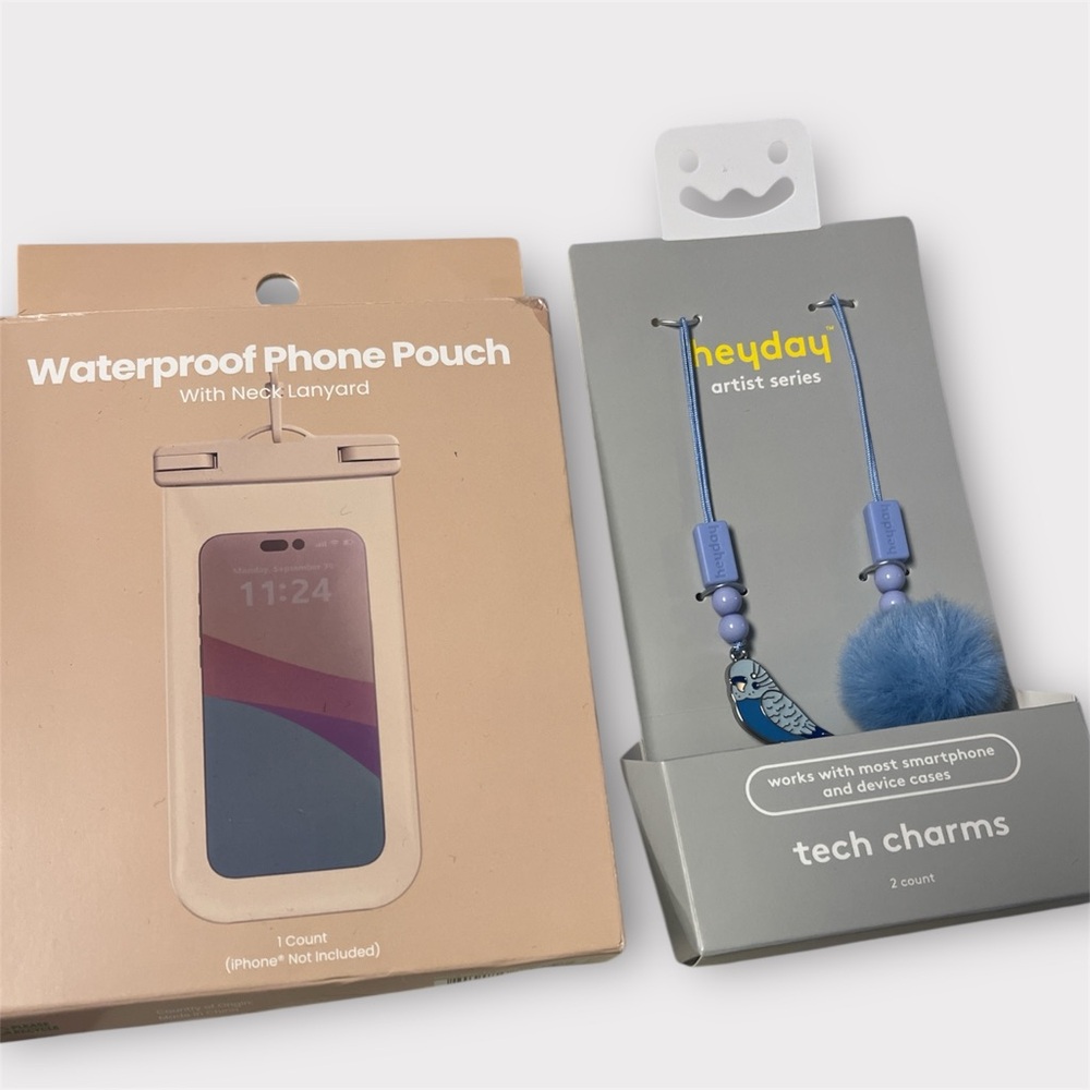 Set of Waterproof Phone Pouch and Tech/Phone Charms - BNIB